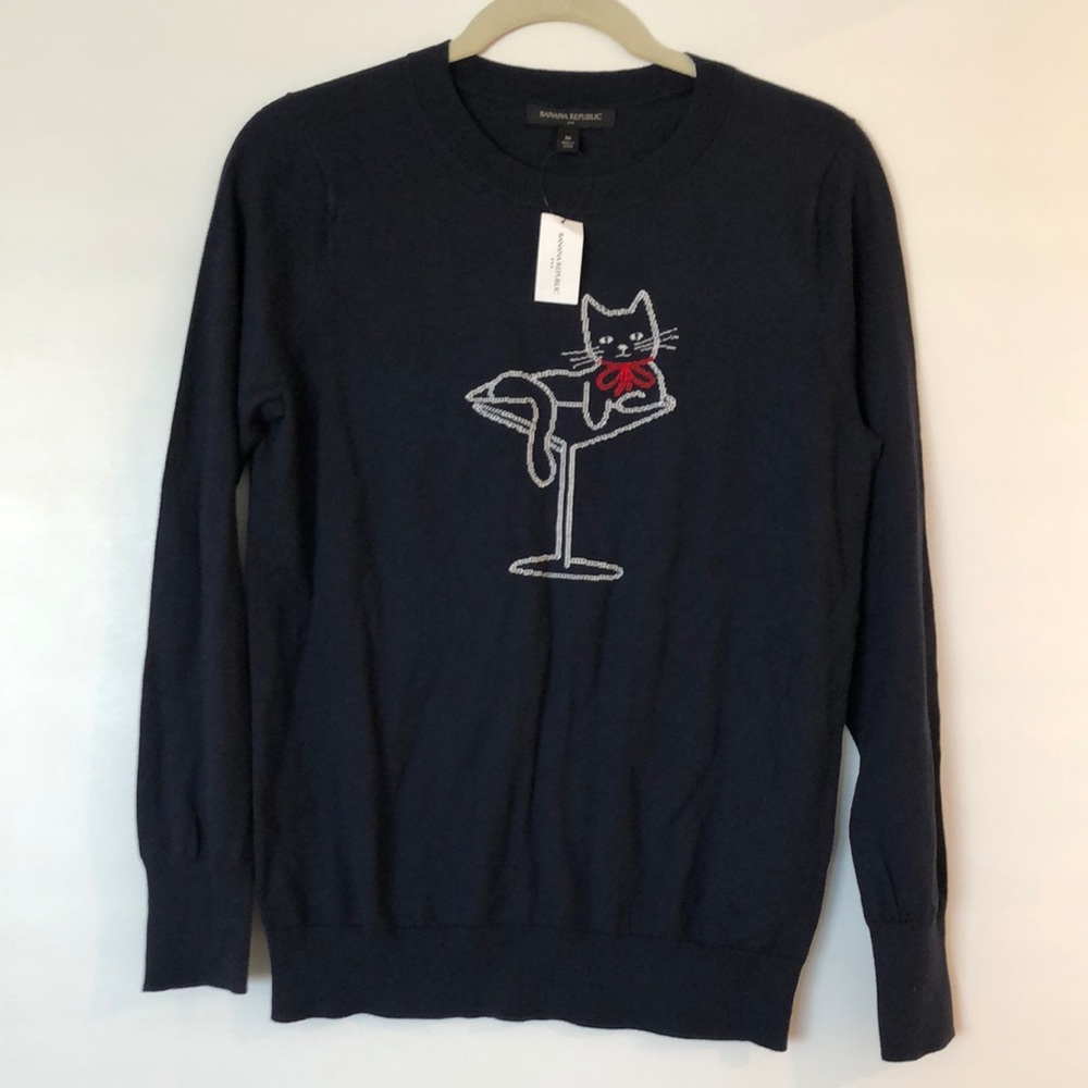 NWT Banana Republic navy cat martini sweater